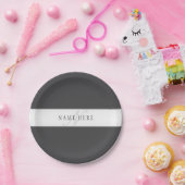 Eleganter Name und Monogramm | Dunkel und leicht g Pappteller (Party)