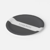 Eleganter Name und Monogramm | Dunkel und leicht g Pappteller (Schrägansicht)