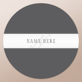 Eleganter Name und Monogramm | Dunkel und leicht g Runder Aufkleber