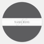 Eleganter Name und Monogramm | Dunkel und leicht g Runder Aufkleber (Vorderseite)