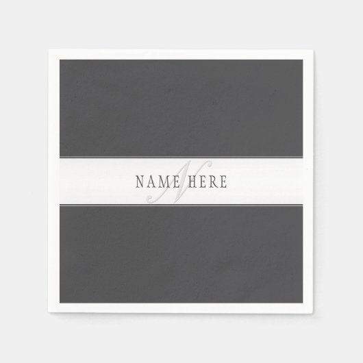 Eleganter Name und Monogramm | Dunkel und leicht g Serviette (Vorderseite)