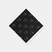 Eleganter Name und Monogramm | Schwarz, Weiß und G Serviette (Ecke)