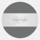 Eleganter Name und Monogrammschrift (oder anderer  Runder Aufkleber (Vorderseite)