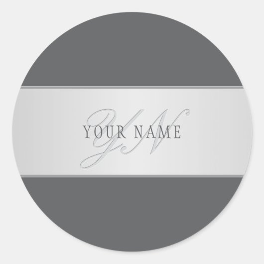 Eleganter Name und Monogrammschrift (oder anderer  Runder Aufkleber (Vorderseite)