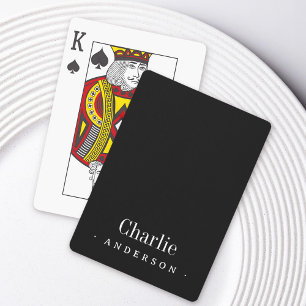 Eleganter Name und Name schwarz Spielkarten
