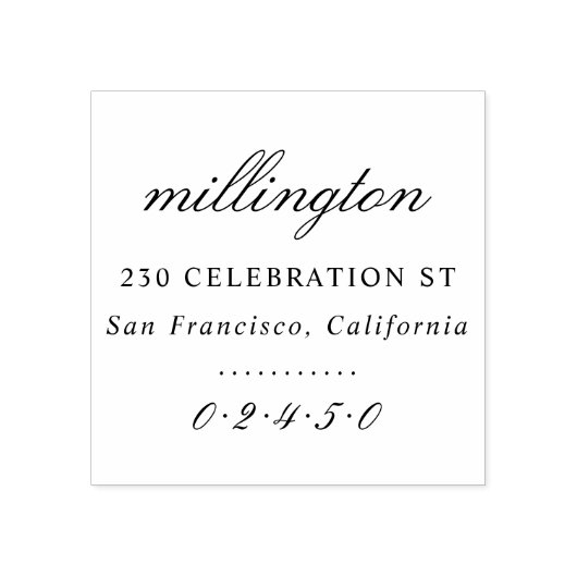 Eleganter Name und Rücksendeadresse der Skriptfami Gummistempel (Prägung)