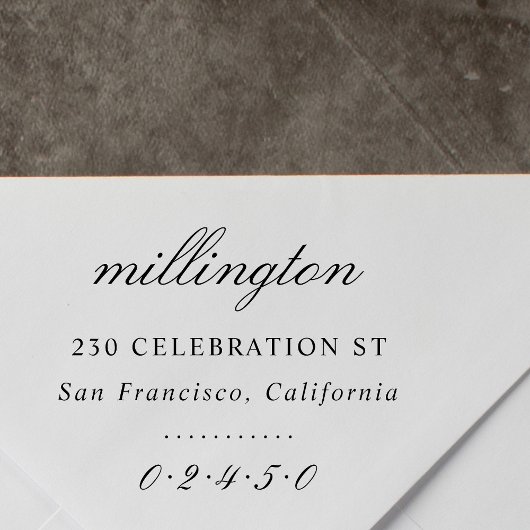 Eleganter Name und Rücksendeadresse der Skriptfami Gummistempel