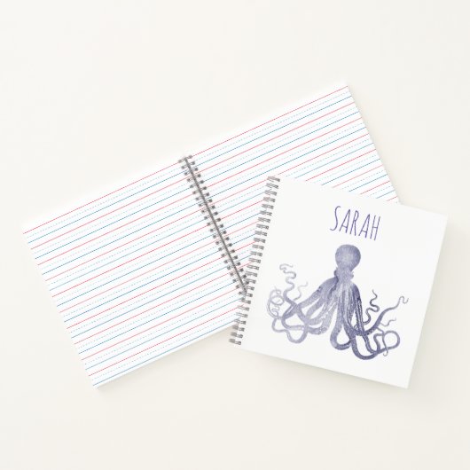 Eleganter Name Wasserfarbe Octopus Notizblock (Innenseite)