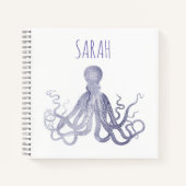 Eleganter Name Wasserfarbe Octopus Notizblock (Vorderseite)
