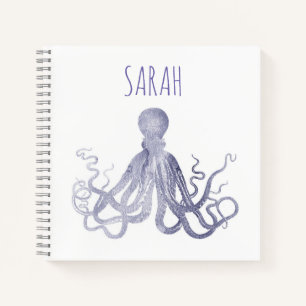 Eleganter Name Wasserfarbe Octopus Notizblock