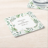 Eleganter Name Wasserfarbe Rustikale Hochzeit Rechteckiger Pappuntersetzer (angewinkelt)