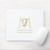 Eleganter Name White Gold Moderne Monogram Mousepad (Mit Mouse)
