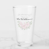 Eleganter Name Zitat Pink Poinsettia 16oz Pint Glas (Rückseite)