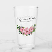 Eleganter Name Zitat Pink Poinsettia 16oz Pint Glas (Vorderseite)