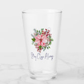 Eleganter Name Zitat Pink Poinsettia 16oz Pint Glas (Rückseite)
