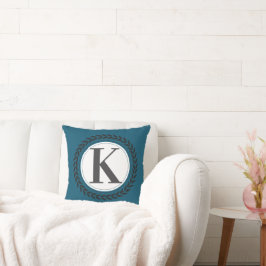 Eleganter Namensinitial-Blau-Monogramm   Kissen