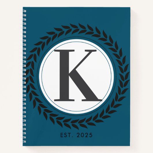 Eleganter Namensinitial Blau Monogramm Notizblock (Vorderseite)