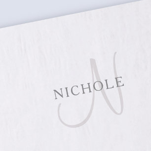 Eleganter Namensmonogramm Weiß & Grau Seidenpapier