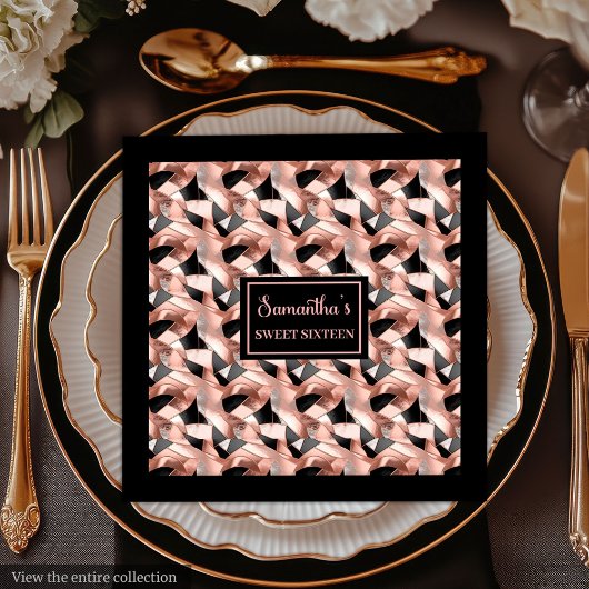 Eleganter Napkins Rose Gold Glitzer Table Akzent Serviette