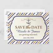 Eleganter Nasenstreifen Save the Date Postkarte (Vorne/Hinten)