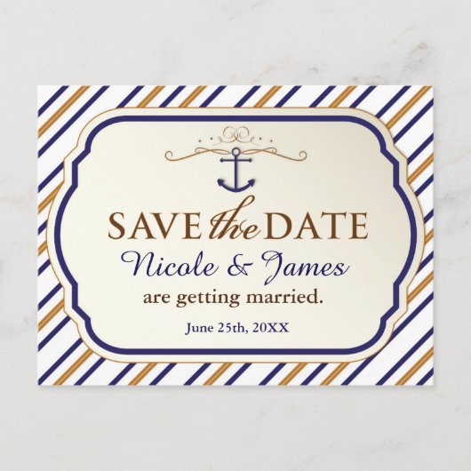 Eleganter Nasenstreifen Save the Date Postkarte (Vorderseite)