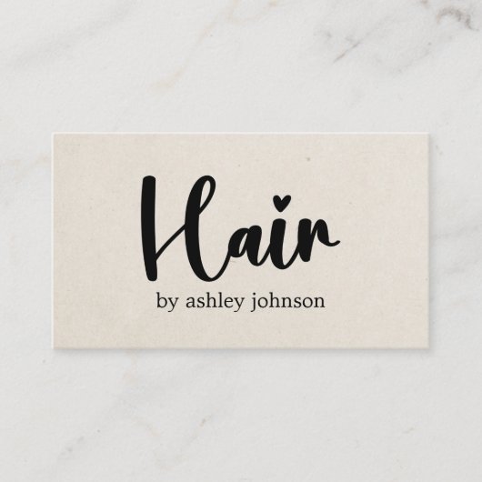 Eleganter Natural Beige Bold Heart Hair Salon Visitenkarte (Vorderseite)
