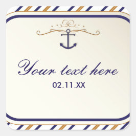 Eleganter Nautical Anchor Gold Streifen Sticker