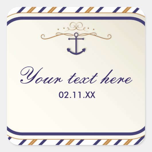 Eleganter Nautical Anchor Gold Streifen Sticker (Vorderseite)