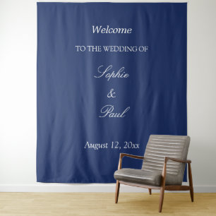Eleganter Navy-Blauer Hochzeits-Willkommens-Teppic Wandteppich