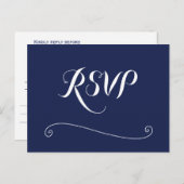 Eleganter Navy Blue and White Wedding RSVP Postkarte (Vorne/Hinten)