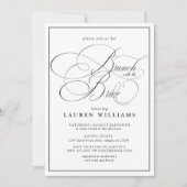 Eleganter Navy Blue Calligraphy Brunch mit Bride Einladung (Vorderseite)