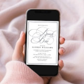 Eleganter Navy Blue Calligraphy Brunch mit Bride Einladung