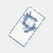 Eleganter Navy Blue Floral Garden Serviette (Ecke)