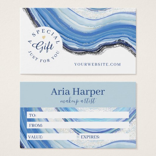 Eleganter Navy & Blue Geode Gold Glitzer Agate (Vorne & Hinten)