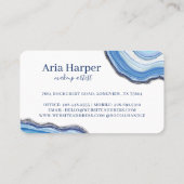 Eleganter Navy & Blue Geode Gold Glitzer Agate Visitenkarte (Rückseite)