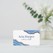 Eleganter Navy & Blue Geode Gold Glitzer Agate Visitenkarte (Stehend Vorderseite)