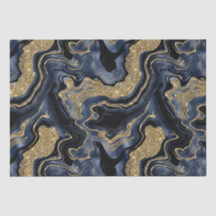 Eleganter Navy Blue & Gold Glitzer Agate Birthday Seidenpapier