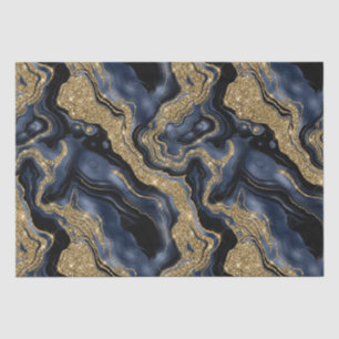 Eleganter Navy Blue & Gold Glitzer Agate Birthday Seidenpapier