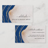 Eleganter Navy Blue Gold Glitzer Signature Agate B Visitenkarte (Vorne/Hinten)