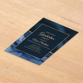 Eleganter Navy Blue Gold Marble Agate Abschluss Acryleinladungen (Ablage )