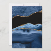 Eleganter Navy Blue Gold Marble Agate Abschluss Einladung (Rückseite)