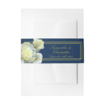 Eleganter Navy Blue Gold White Rose Doppelrahmen