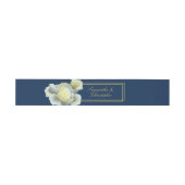 Eleganter Navy Blue Gold White Rose Doppelrahmen Einladungsbanderole (Flach)