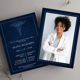 Eleganter Navy Blue Medical School Abschluss Einladung