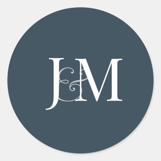 Eleganter Navy Blue Monogram Round Sticker (Vorderseite)