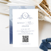 Eleganter Navy Blue Monogram UAWG Online QR Code Begleitkarte