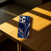 Eleganter Navy Blue Rose Gold Marmor Case-Mate iPhone Hülle