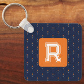 Eleganter Navy Blue Schlüsselanhänger mit Monogram (Vorderseite)