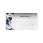 Eleganter Navy Blue Silver Balloon Glitzer Geburts Adressaufkleber (Vorne)