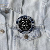 Eleganter Navy Blue & Silver Glitzer Agate Birthda Button (Beispiel)